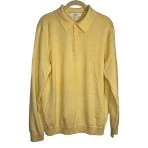 Turnbury Mens Extra Fine Merino Wool Long Sleeve Polo Sweater Size M Timeless